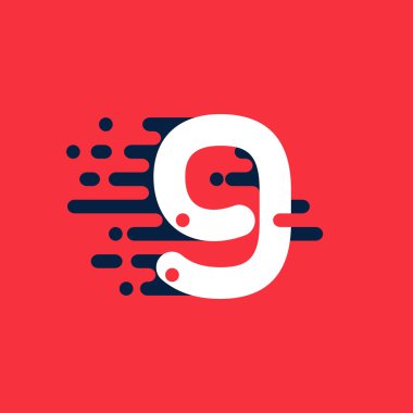 Hızlı hızlı çizgilerle 9 logosu.