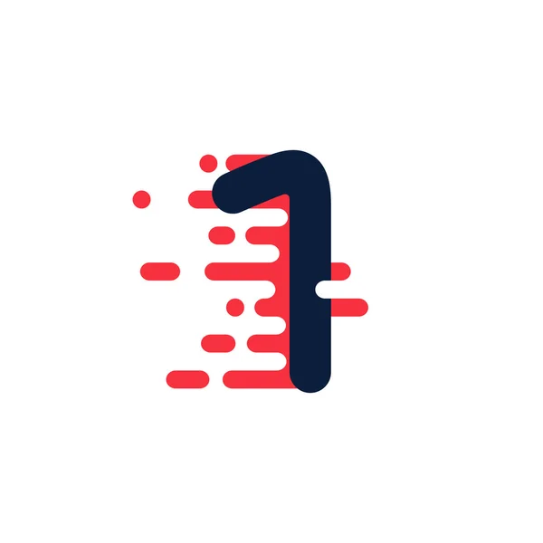 Nummer één logo met hoge snelheid lijnen. — Stockvector