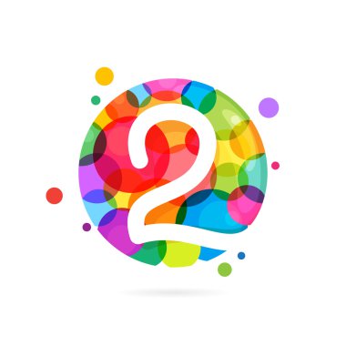 İki numaralı logo gökkuşağı noktalı. 