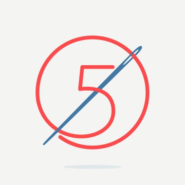 İğne ve iplik ile 5 numaralı logo. 