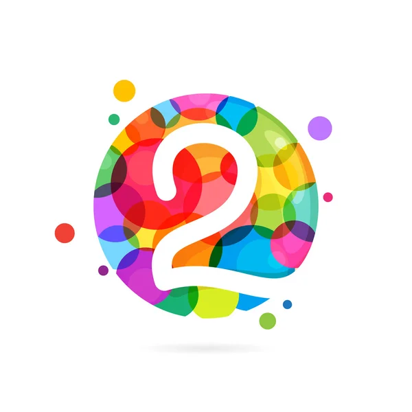 Logo numero due con puntini arcobaleno . — Vettoriale Stock