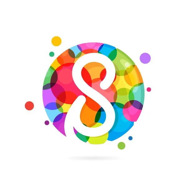 Number eight logo with rainbow dots. — Stock Vector