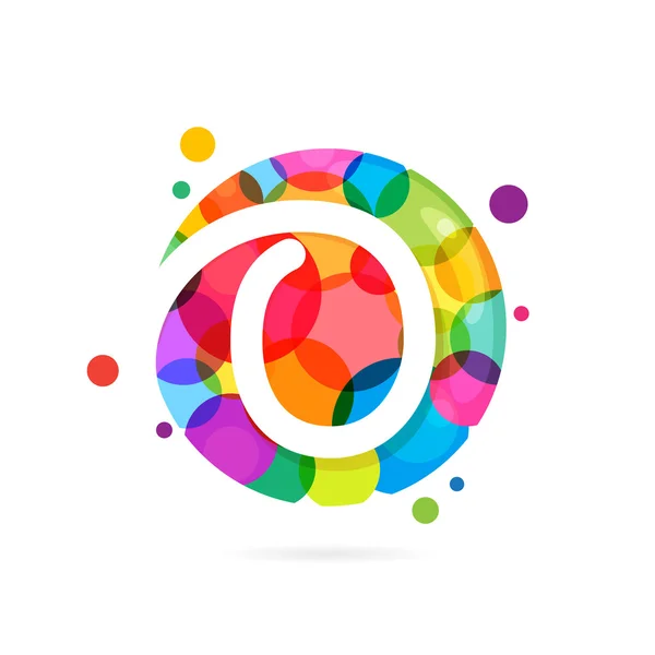 Logotipo número cero con puntos de arco iris . — Archivo Imágenes Vectoriales
