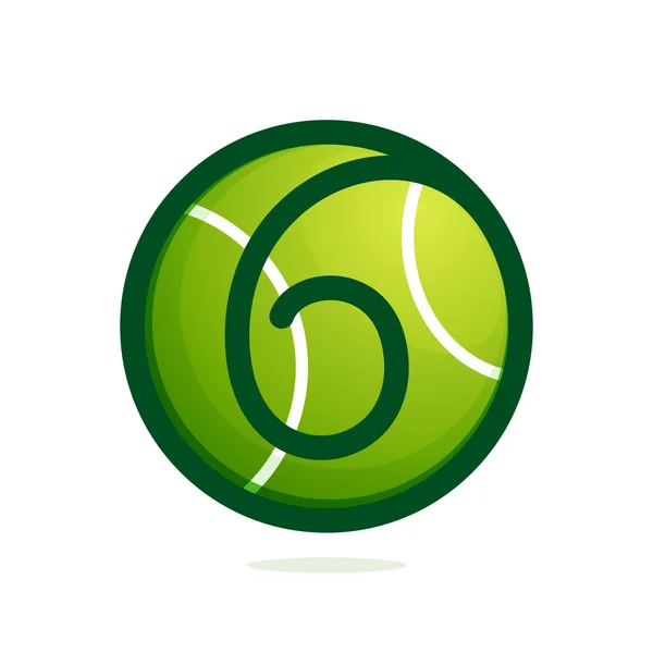 Nummer sechs Logo mit Tennisball. — Stockvektor