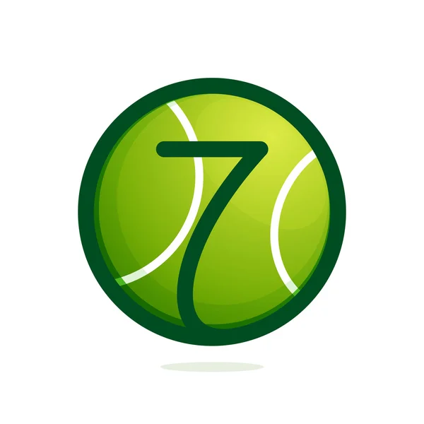 Logo numéro sept avec balle de tennis . — Image vectorielle