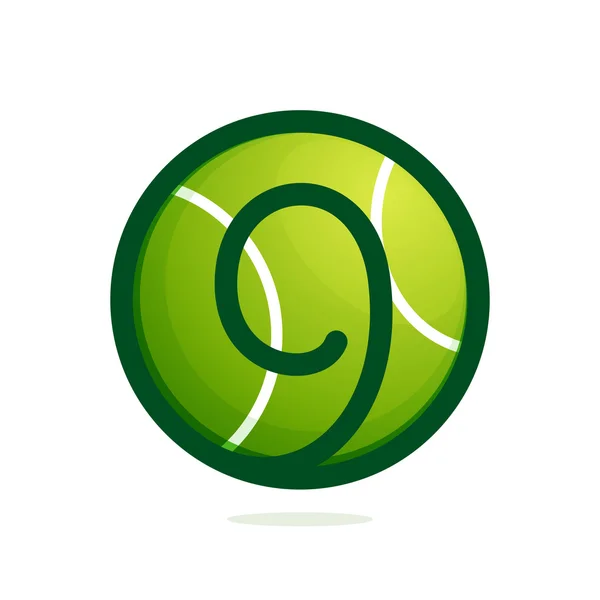 Logo numéro neuf avec balle de tennis . — Image vectorielle