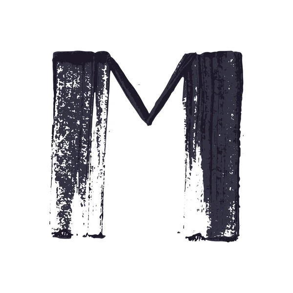 Letter M logo hand getrokken met droge borstel. — Stockvector