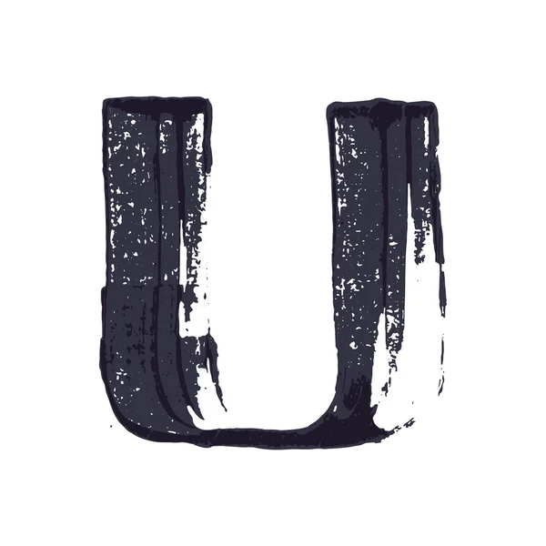 Letter U logo hand drawn with dry brush. — Stock Vector