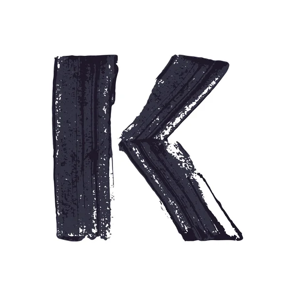 K harfi logo el kuru fırça ile çekilmiş. — Stok Vektör