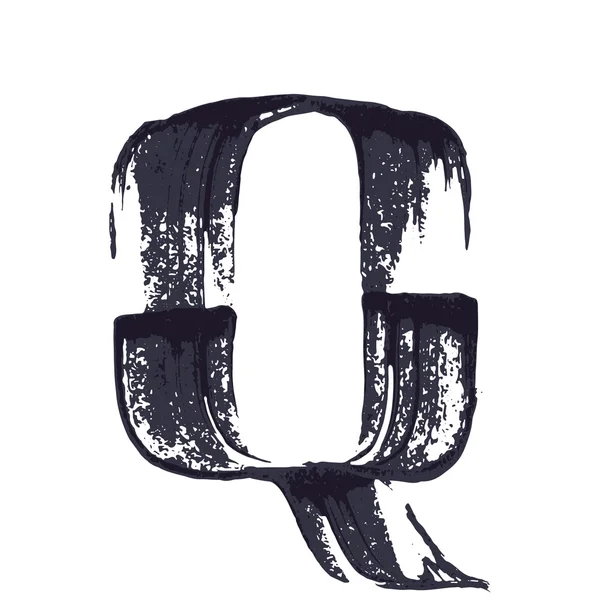 Carta Q logotipo mão desenhada com escova seca . — Vetor de Stock
