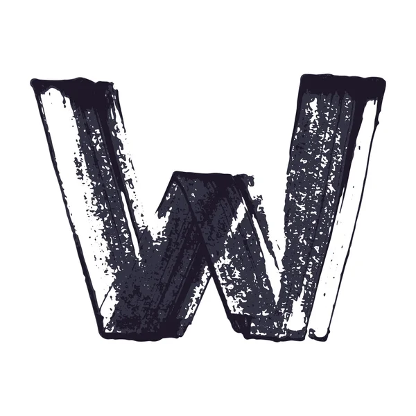 Harf W logo el kuru fırça ile çekilmiş. — Stok Vektör