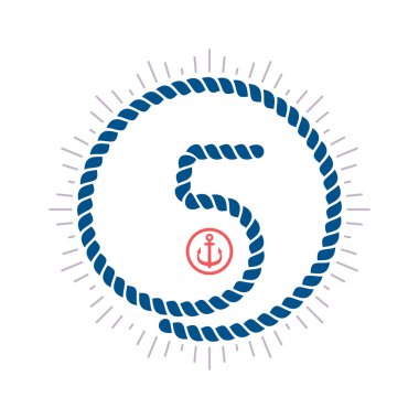Pusula yıldız ve çapa ile beş numaralı logo.