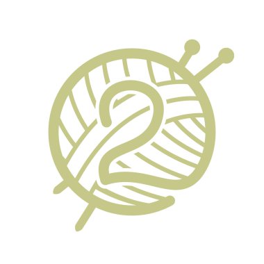 İplik ve örgü iğneleri çarpık iki numaralı logo.