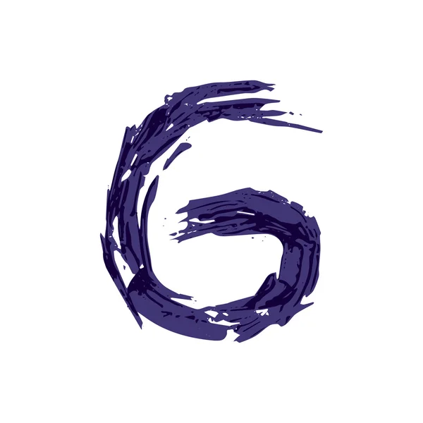 Номер шість логотипів, намальований сухою щіткою . — стоковий вектор