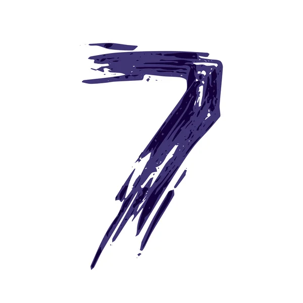 Nummer zeven logo hand getrokken met droge borstel. — Stockvector