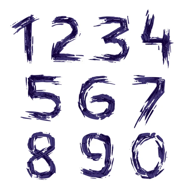 Logotipos de juego de números dibujados a mano con cepillo seco . — Archivo Imágenes Vectoriales