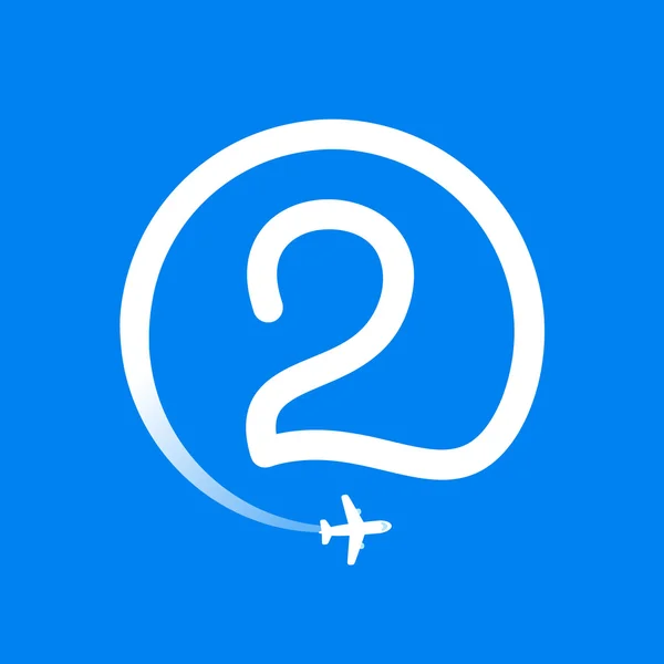Номер два логотип з авіакомпанією та літаком . — стоковий вектор