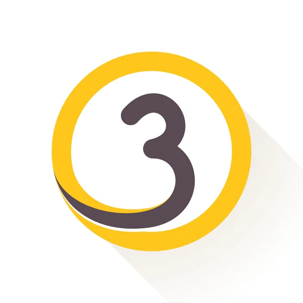 Nummer drie logo in cirkel. — Stockvector