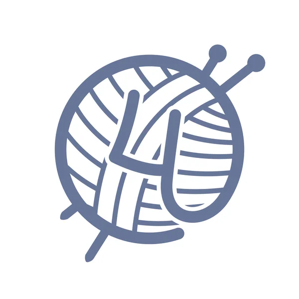 Логотип номер четыре с пряжей и вязальными спицами . — стоковый вектор