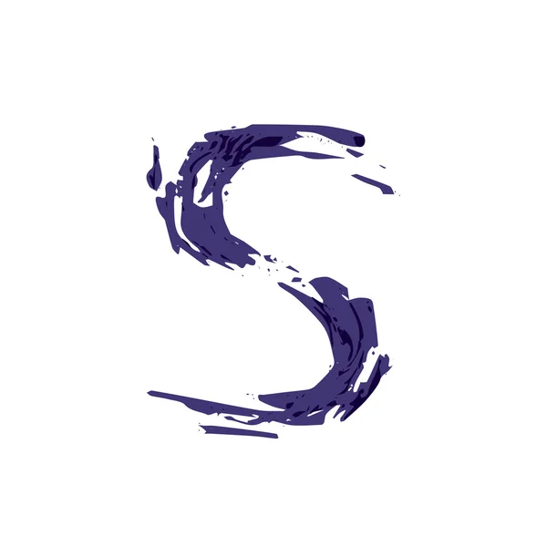 ตัวอักษร S โลโก้วาดด้วยมือด้วยแปรงแห้ง . — ภาพเวกเตอร์สต็อก