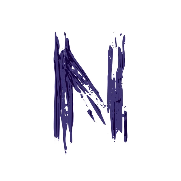 Lettera N logo disegnato a mano con pennello asciutto . — Vettoriale Stock