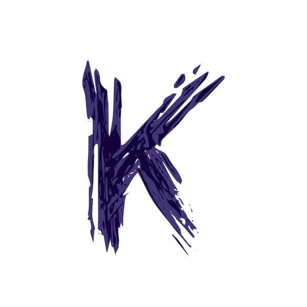 Letter K logo hand drawn with dry brush. — Stock Vector