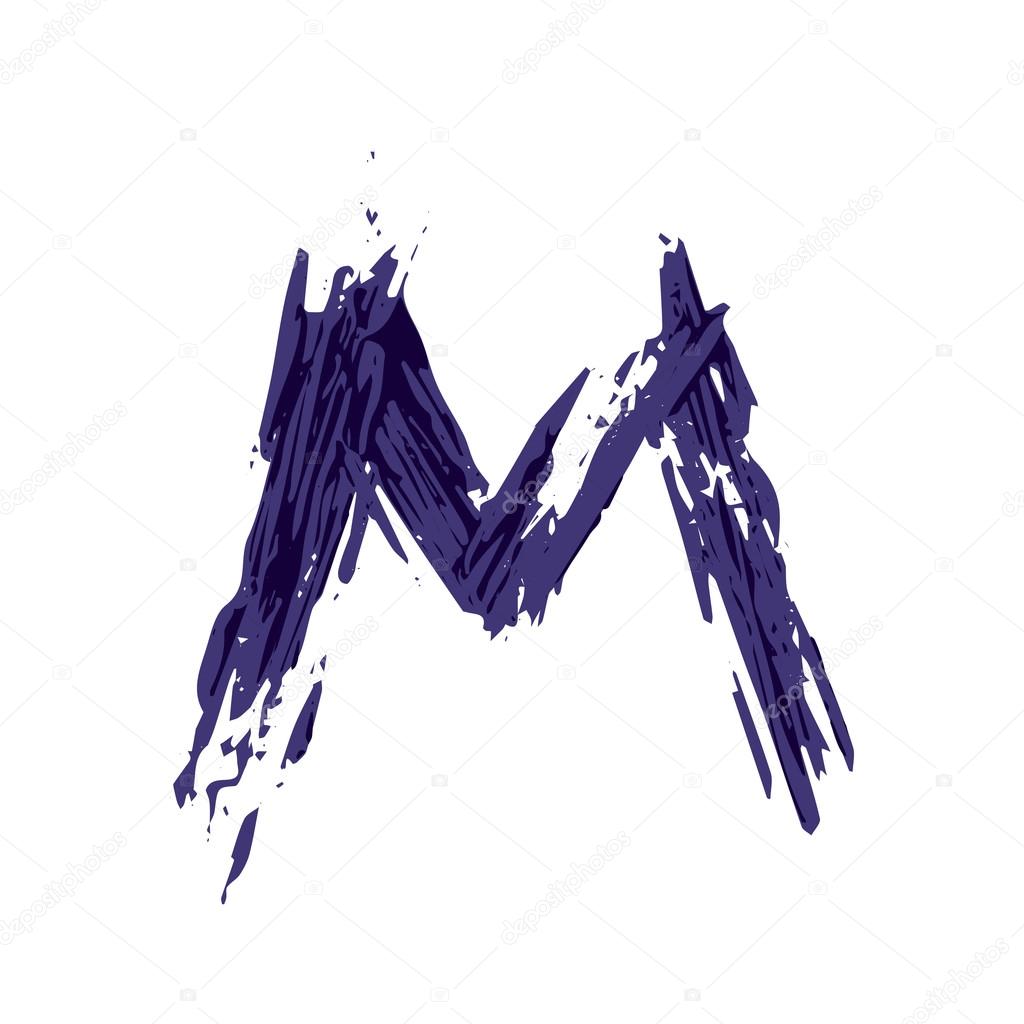 M letter design brush paint stroke Royalty Free Vector Image