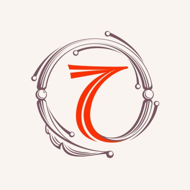 Yedi numara logo çiçek vintage tarzı.