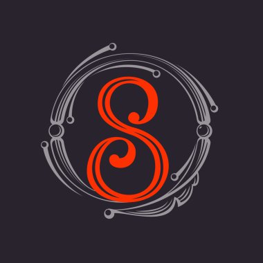 Sekiz numara logo çiçek vintage tarzı.