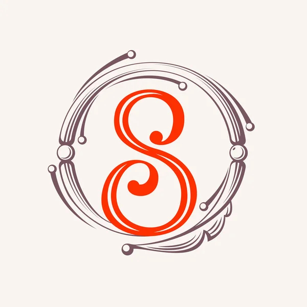 Logo numéro huit dans le style floral vintage . — Image vectorielle