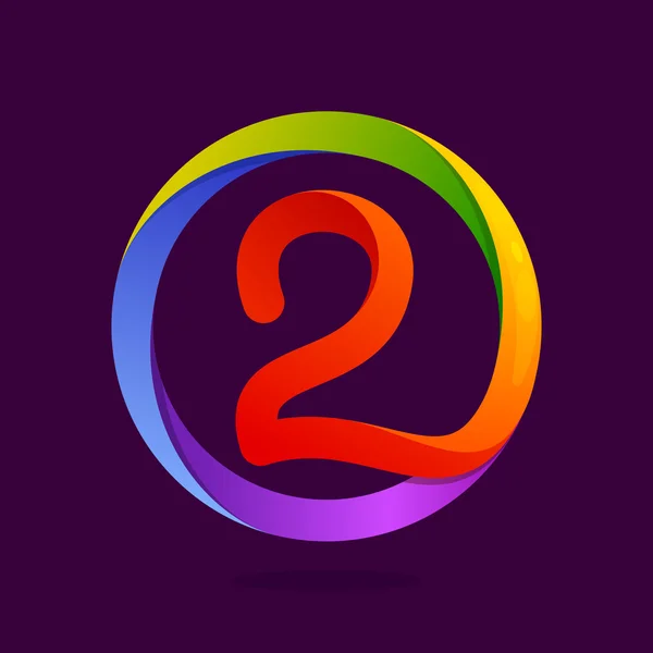 Αριθμός δύο λογότυπο σε πολύχρωμα κύκλο. — Διανυσματικό Αρχείο
