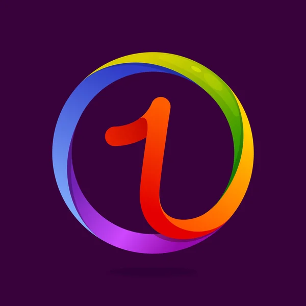 Νούμερο ένα λογότυπο στο πολύχρωμο κύκλο. — Διανυσματικό Αρχείο