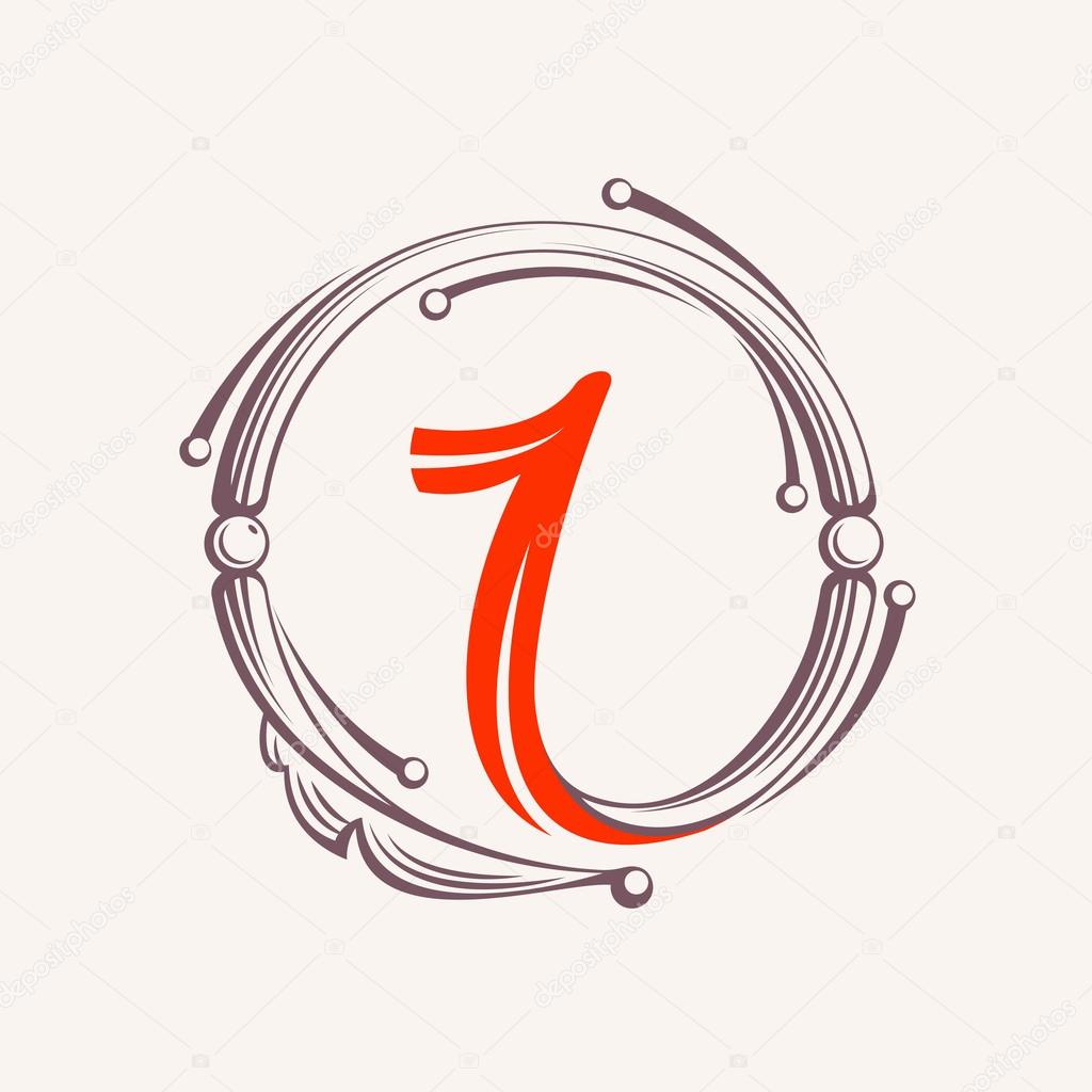 Number one logo in floral vintage style. Luxury vector design for banner, presentation, web page, card, labels or posters.