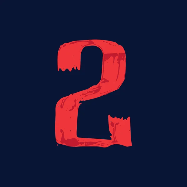 Αριθμός δύο λογότυπο με grunge πινελιές. — Διανυσματικό Αρχείο