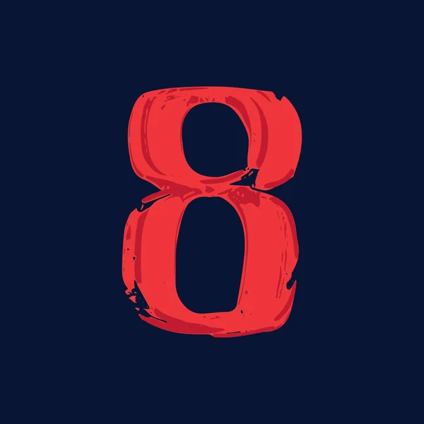 Numer osiem logo z grunge w pociągnięcia pędzlem. — Wektor stockowy