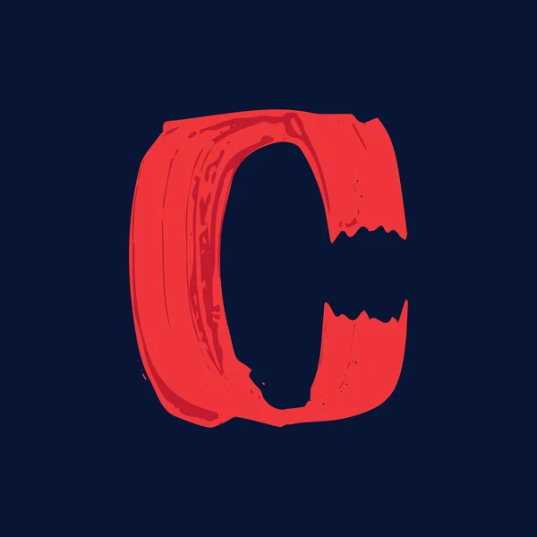 Bokstaven C logotyp med grunge penseldrag. — Stock vektor