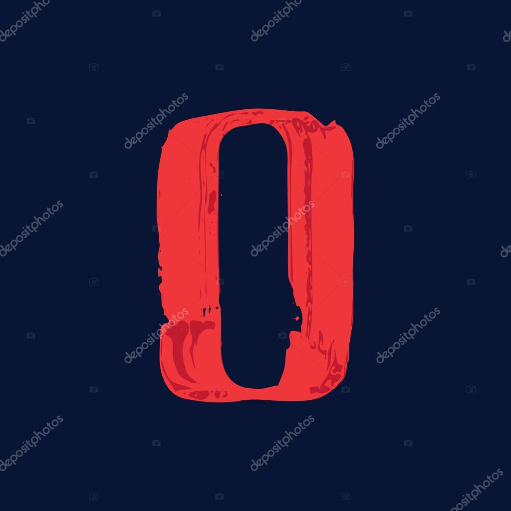 Number zero logo with grunge brush strokes. Hand drawn vector  elements for T-shirt, label, badge, card or poster.
