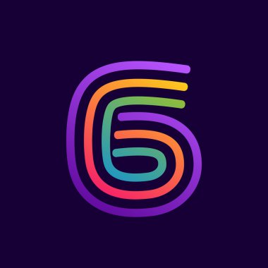 Altı numaralı logo neon çizgilerle. 