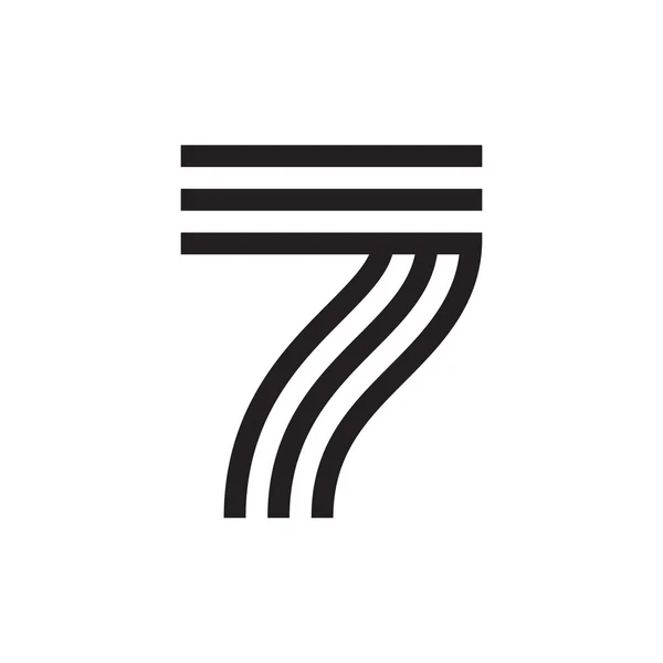 Yedi numara logo tarafından paralel çizgiler oluşur. — Stok Vektör