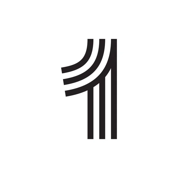 Logo numéro un formé par des lignes parallèles . — Image vectorielle