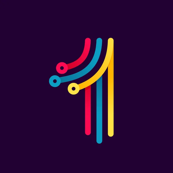 Logo numéro un formé par une ligne électrique . — Image vectorielle