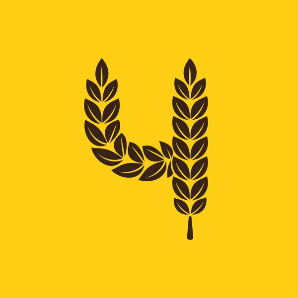 Numero quattro logo formato da corona di alloro . — Vettoriale Stock