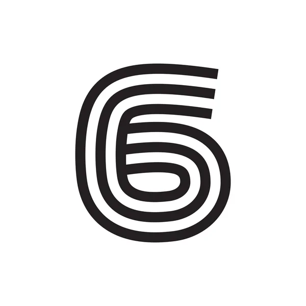 Logo numero sei formato da linee parallele . — Vettoriale Stock