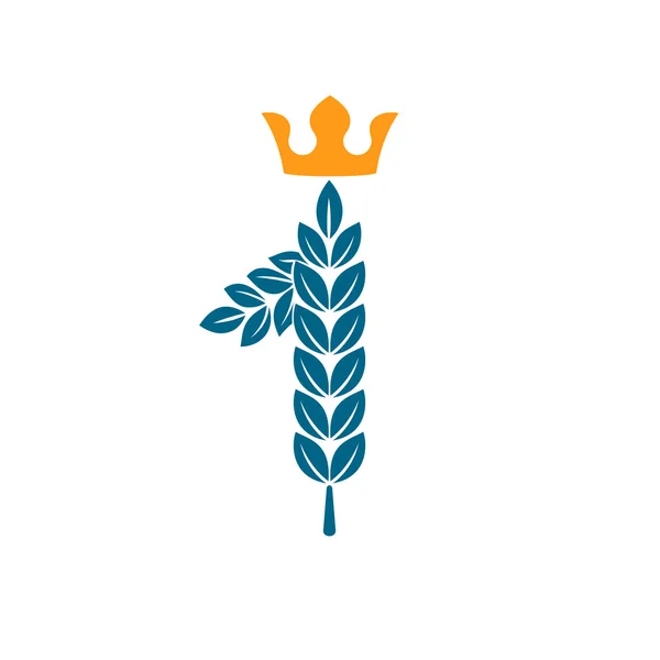 Antalet en logotyp bestående av lagerkrans med krona. — Stock vektor