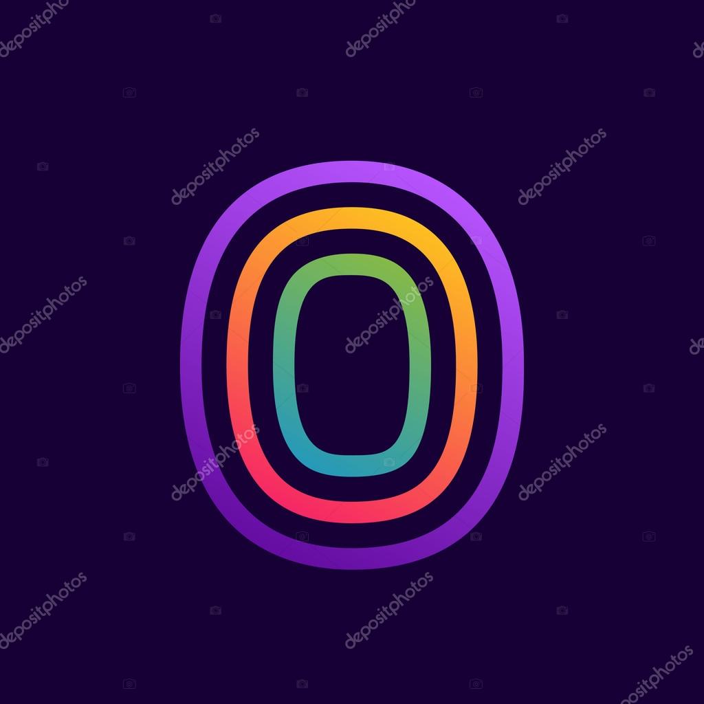 Number zero logo with neon lines. Vector design for banner, presentation, web page, card, labels or posters.
