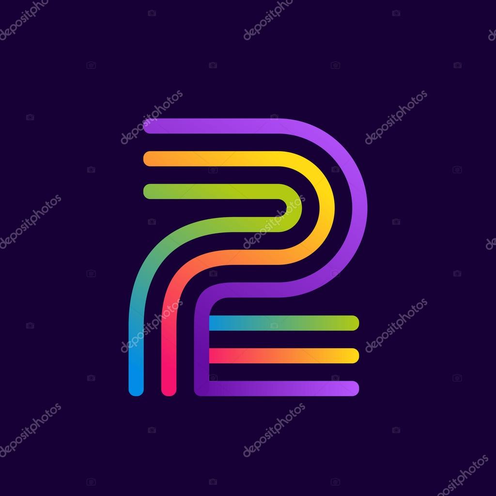 Number two logo with neon lines. Vector design for banner, presentation, web page, card, labels or posters.