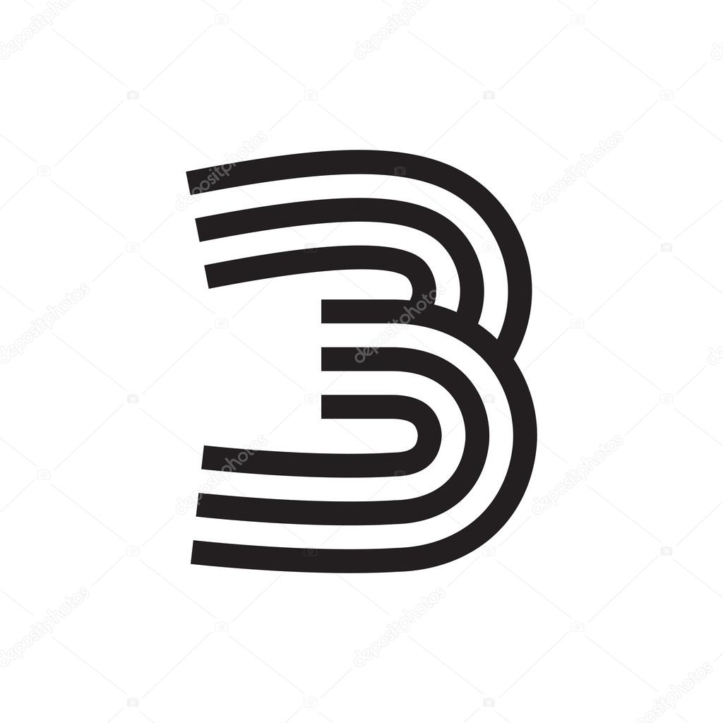 Number three logo formed by parallel lines. Vector design for banner, presentation, web page, card, labels or posters.
