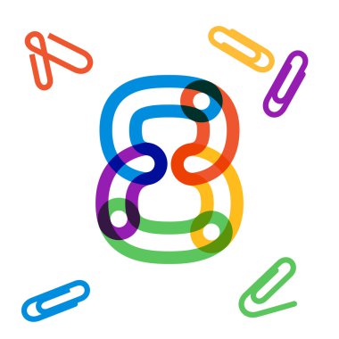 Sekiz numara logo ataş tarafından oluşturulmuş.