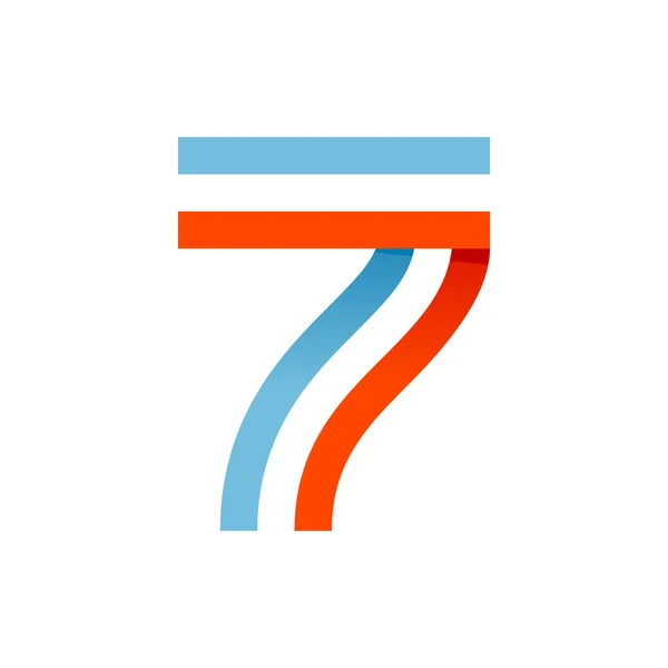 Number seven logo formed by parallel lines — Stock Vector