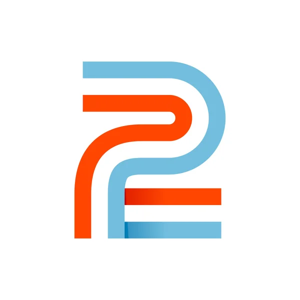 Número dois logotipo formado por linhas paralelas — Vetor de Stock